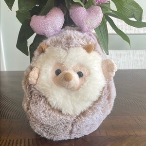 Plush Hedgehog with Pink Heart Antlers Valentine’s Day